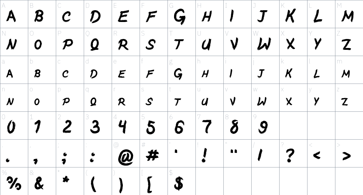 Midnight Font font Character Map