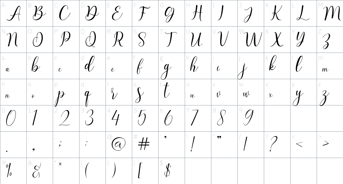 Belisha Font font Character Map