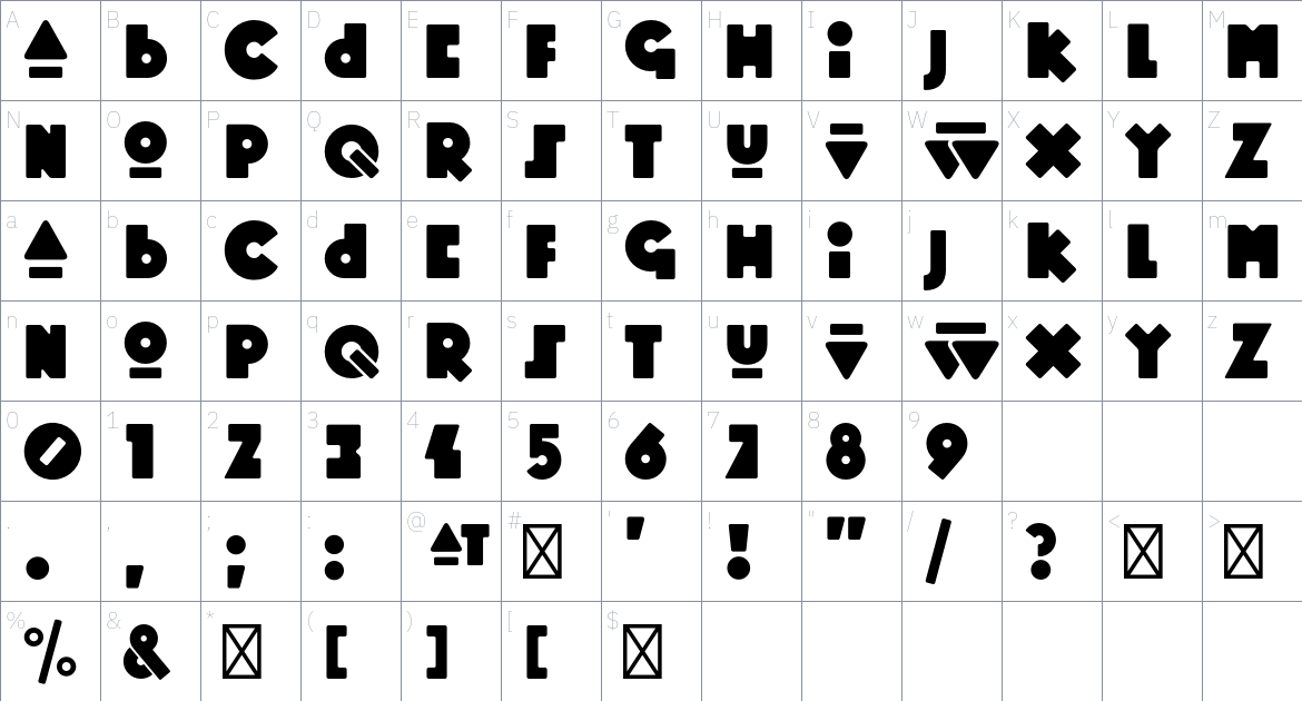 Mopster Font font Character Map