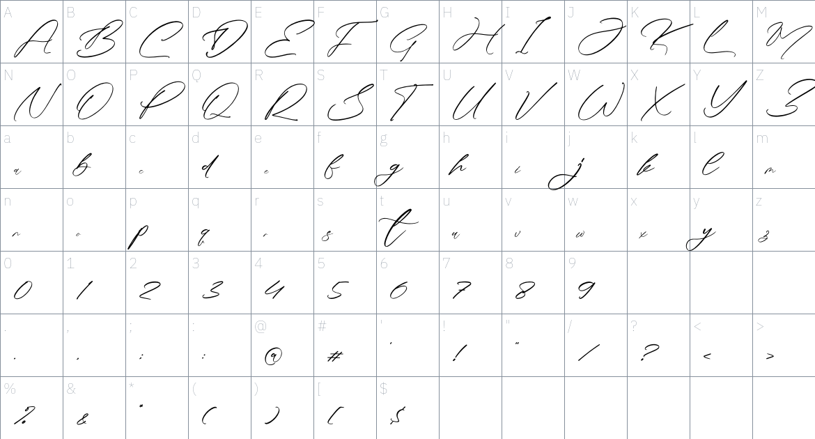 Monsttreal font Character Map