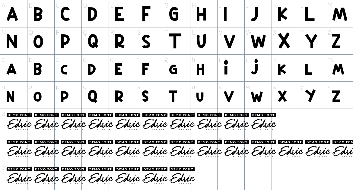 Fire Foxes font Character Map