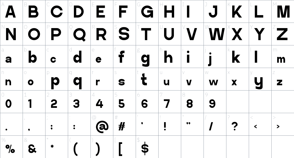 Mordeka font Character Map