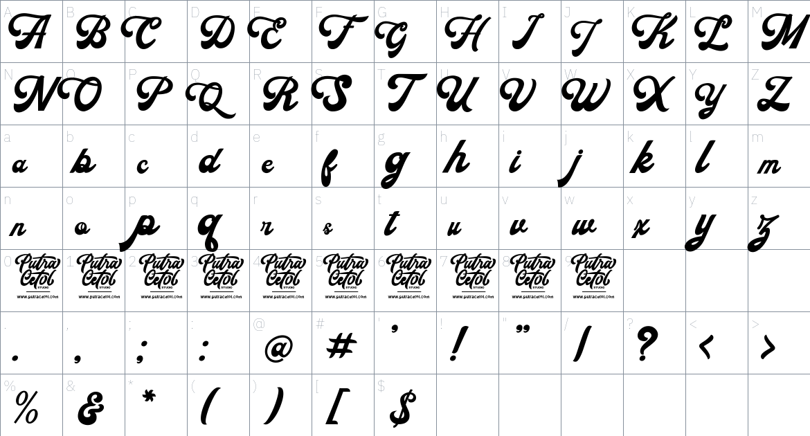 Rahardian Font font Character Map