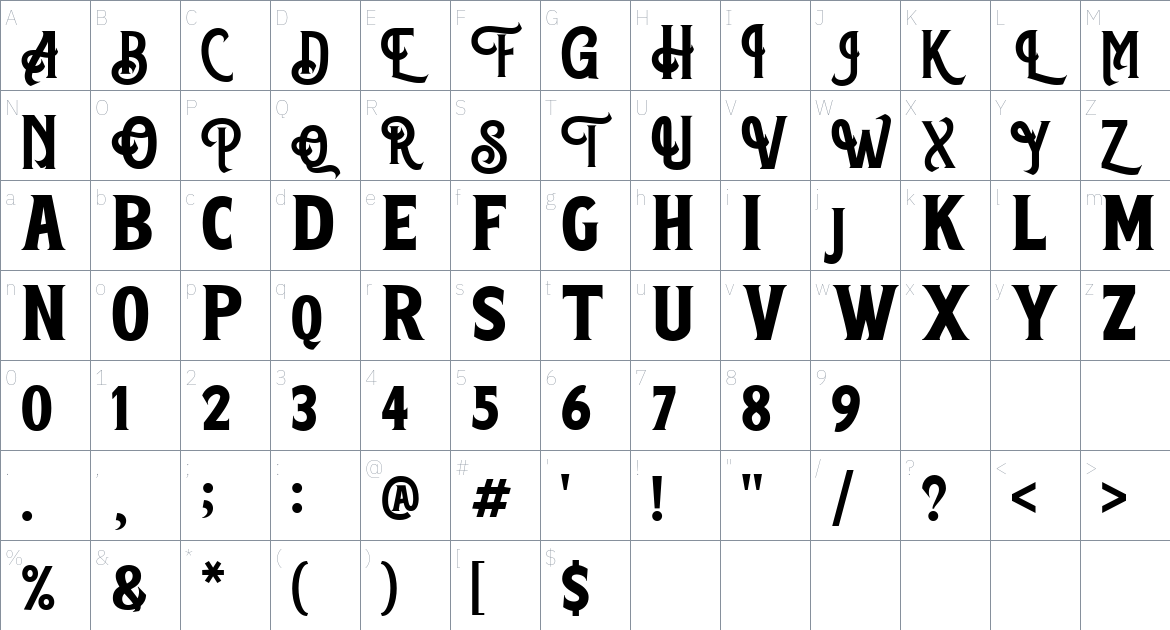 Amontesa font Character Map