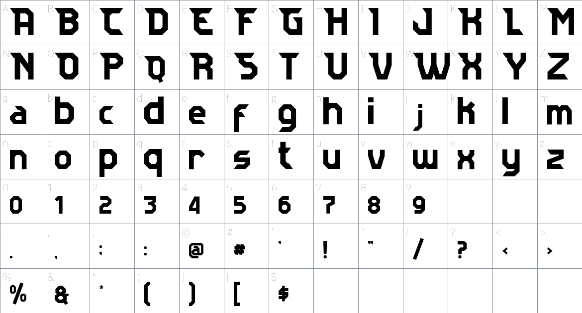 Ventera font Character Map