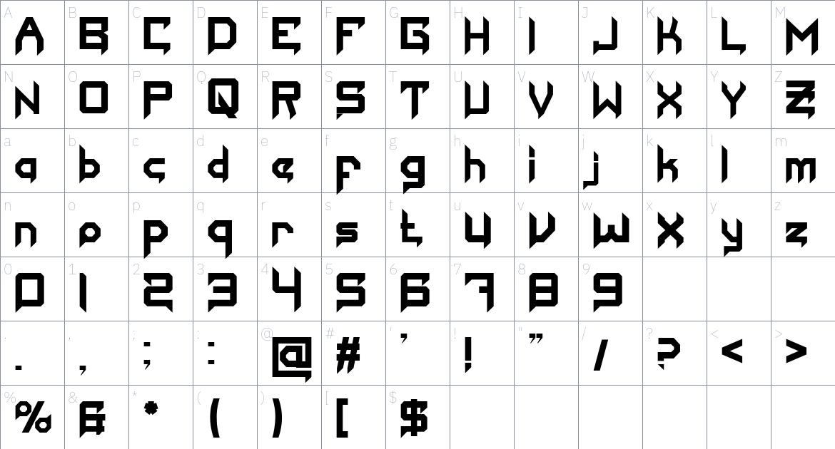 Godawn font Character Map