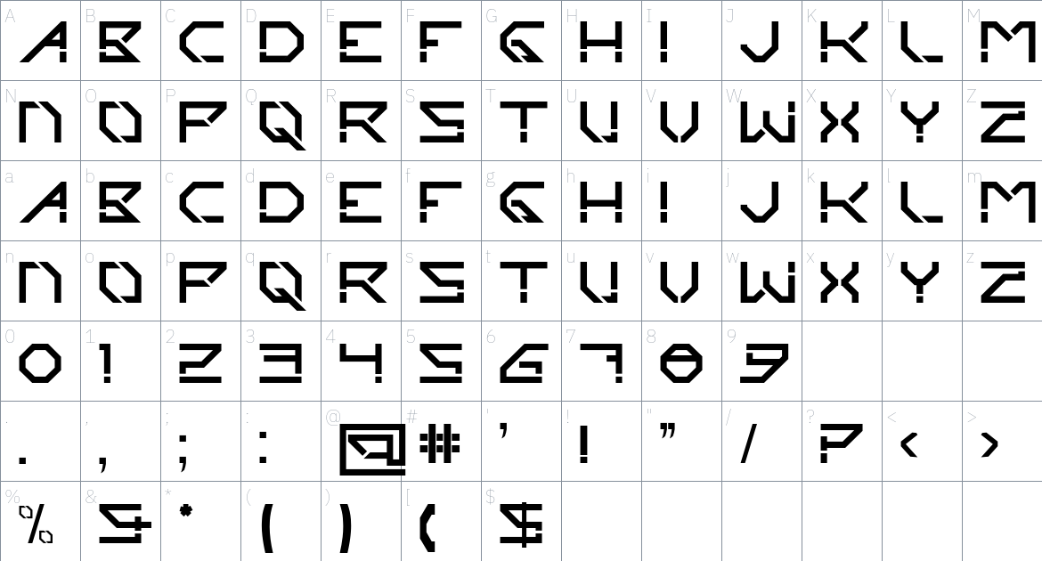 Pabricks font Character Map