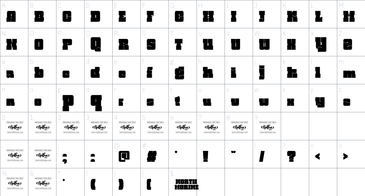 Nort Morine font Character Map