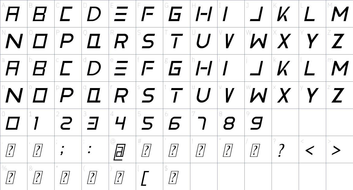 Vemanem Pro font Character Map