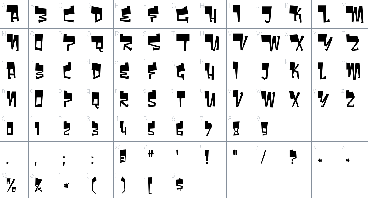 Bomr Font font Character Map