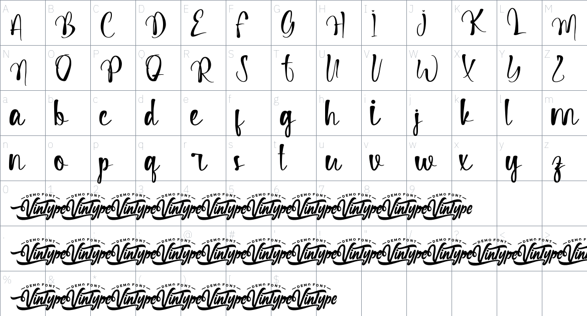 Makeup Looks font Character Map