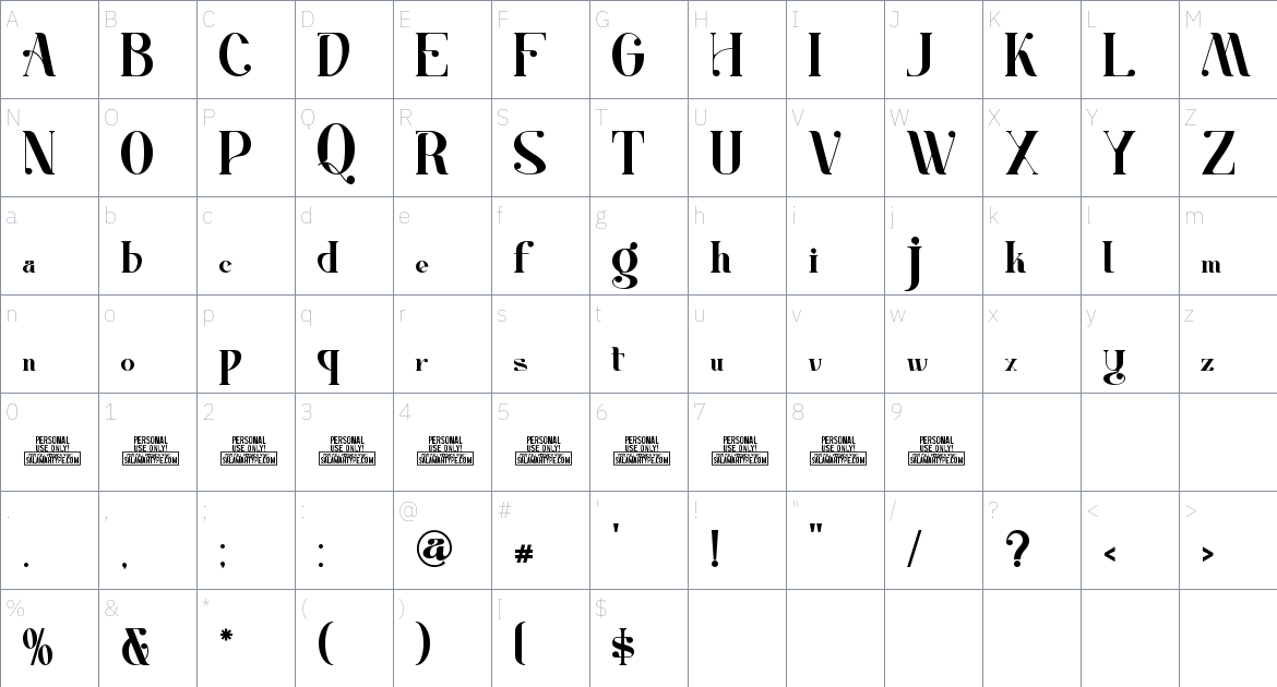 Meriyan Font font Character Map