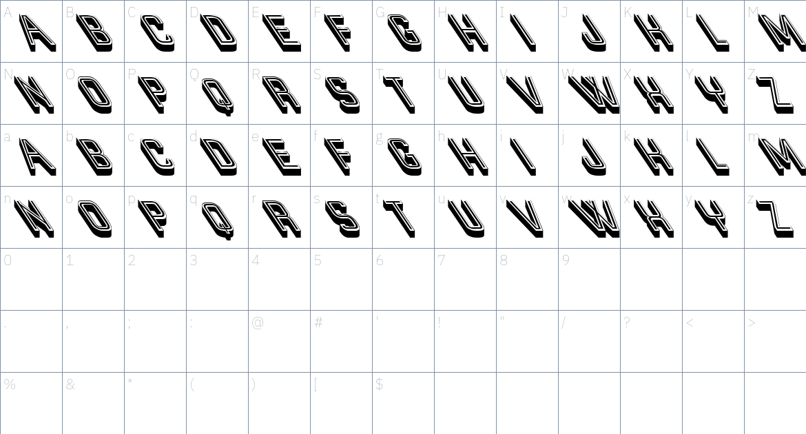 Security font Character Map