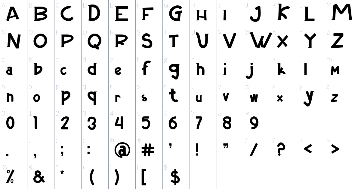 Okguys font Character Map