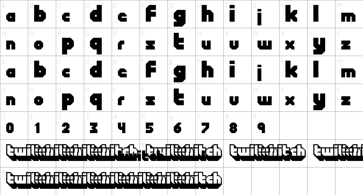 twitcher font Character Map