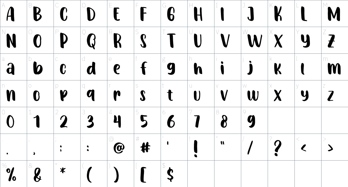 Daily Sunday Font font Character Map