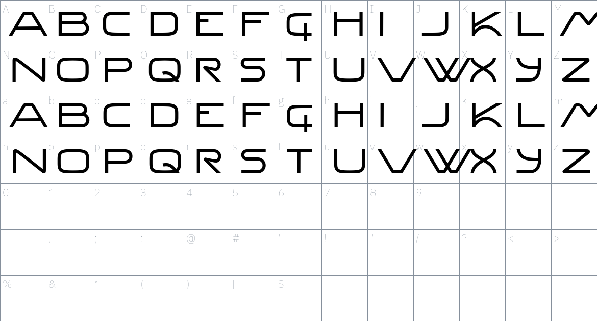 Grom font Character Map