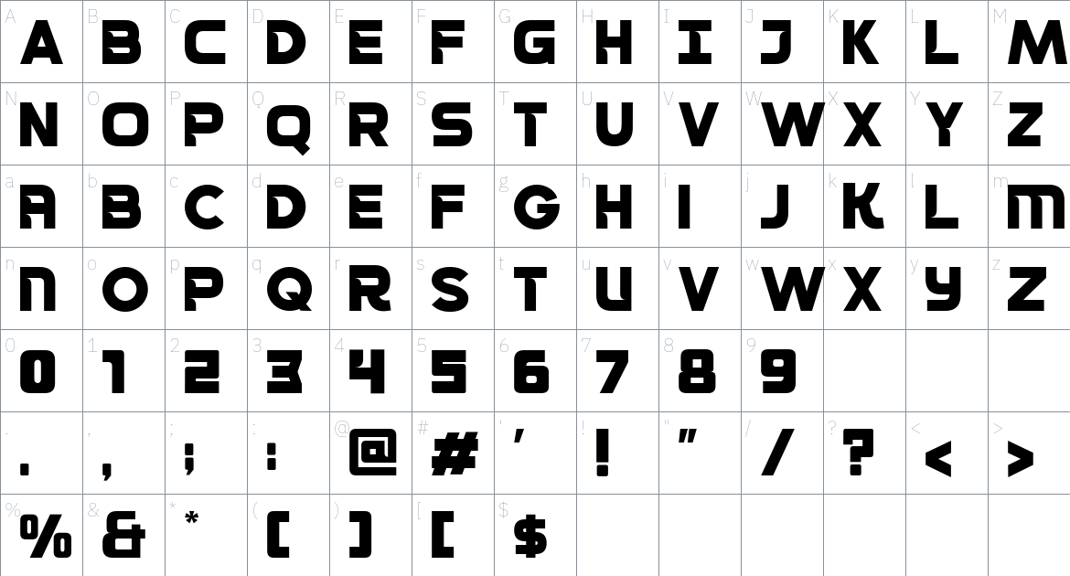 Murva font Character Map