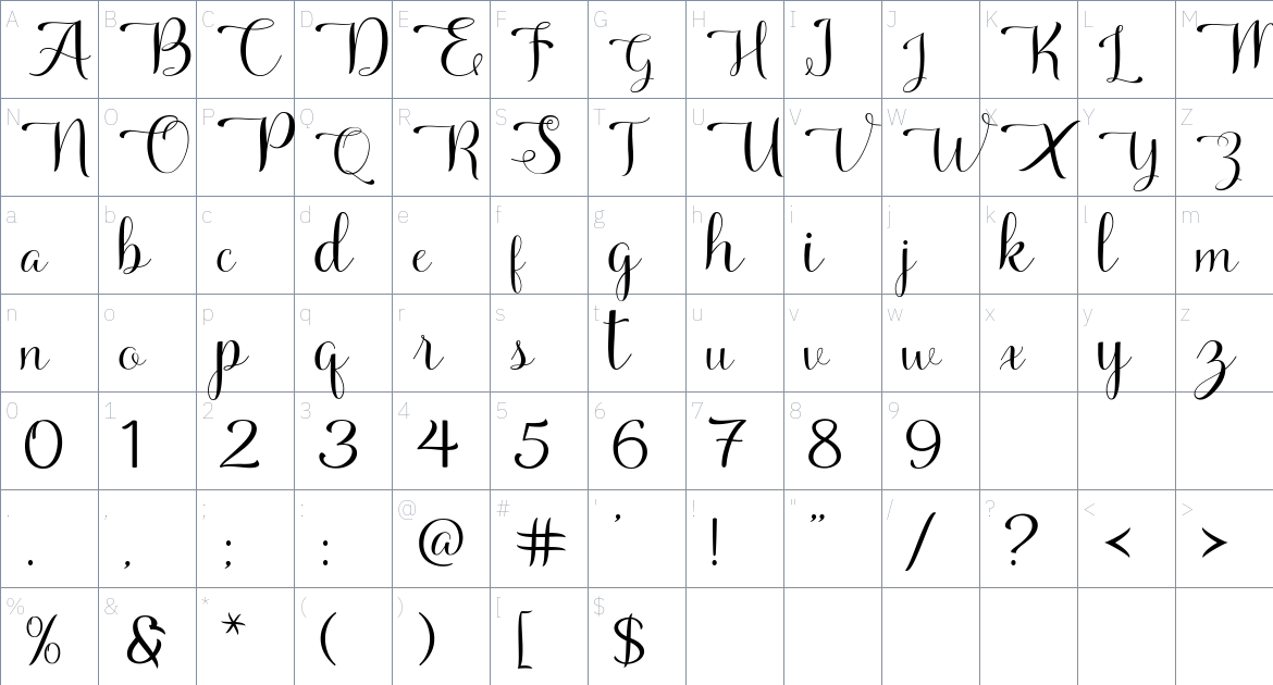 Madelis font Character Map