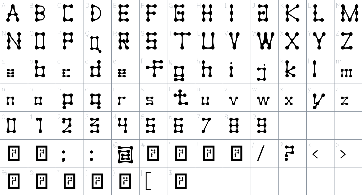 Sragera font Character Map