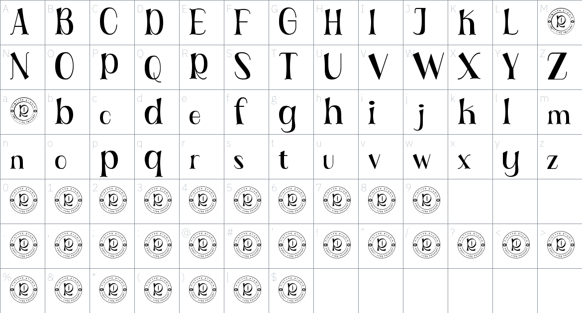 Blimone font Character Map