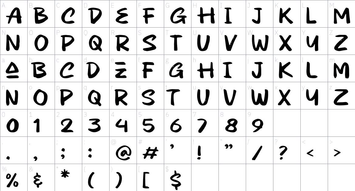 Fiberiz font Character Map