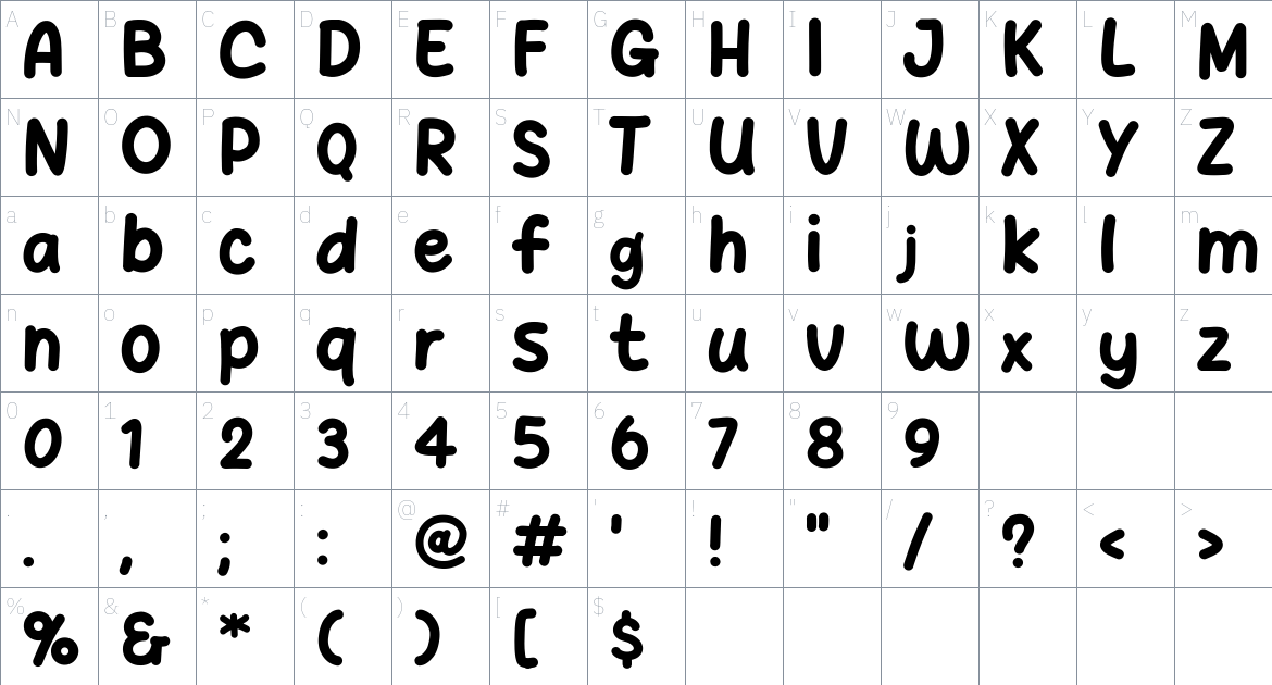 Chekgu Oke Font font Character Map