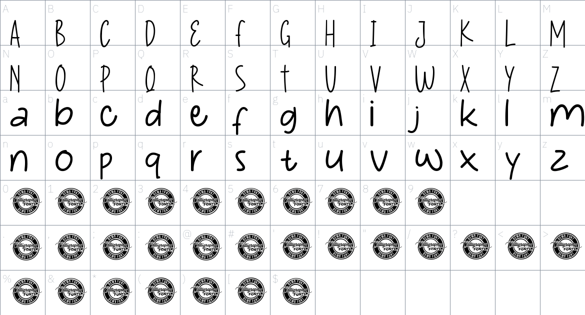 Lollipop Jar font Character Map