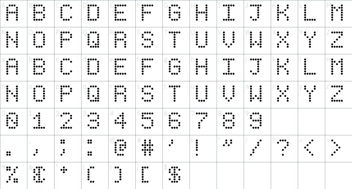 IntoDotMatrix font Character Map