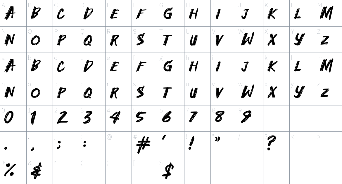 Madjex font Character Map