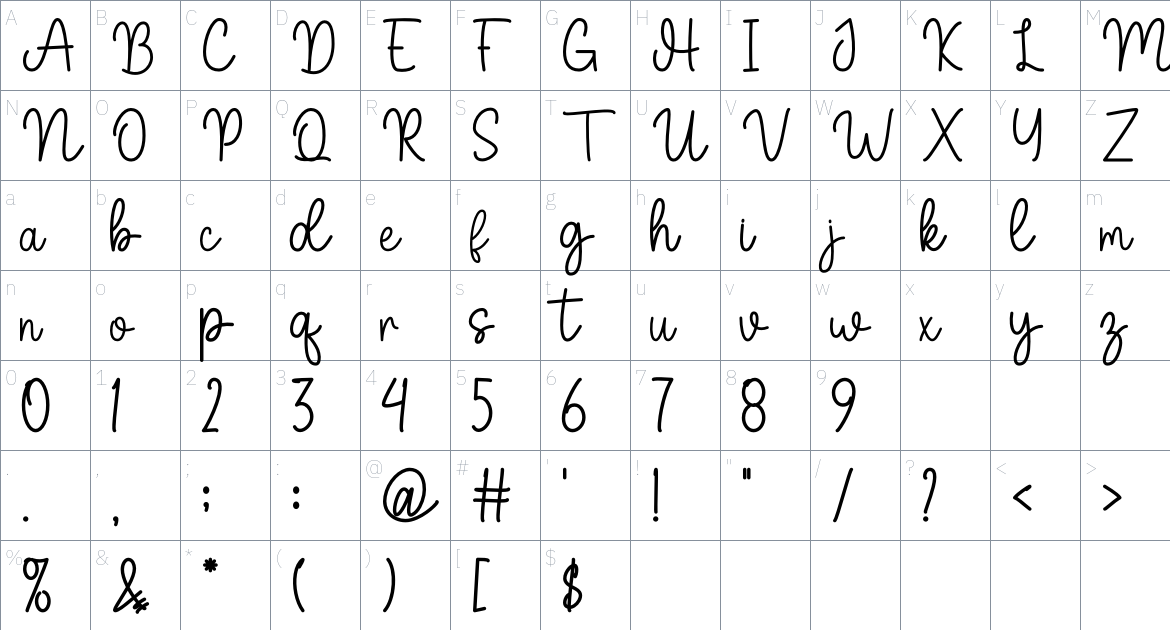 Woman Time font Character Map