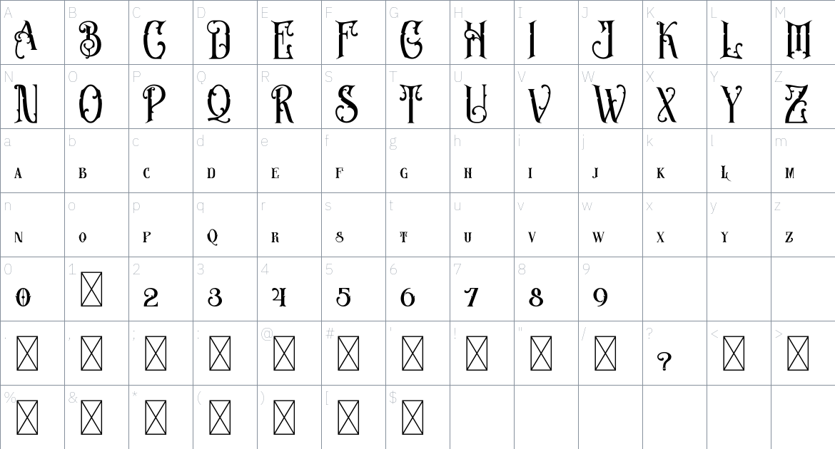 Brometalic Font font Character Map