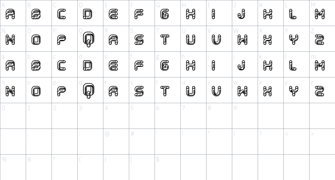 Chrome font Character Map