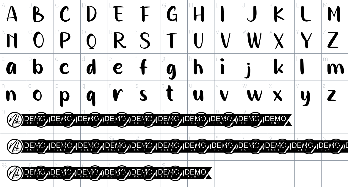 Cerita Kita font Character Map