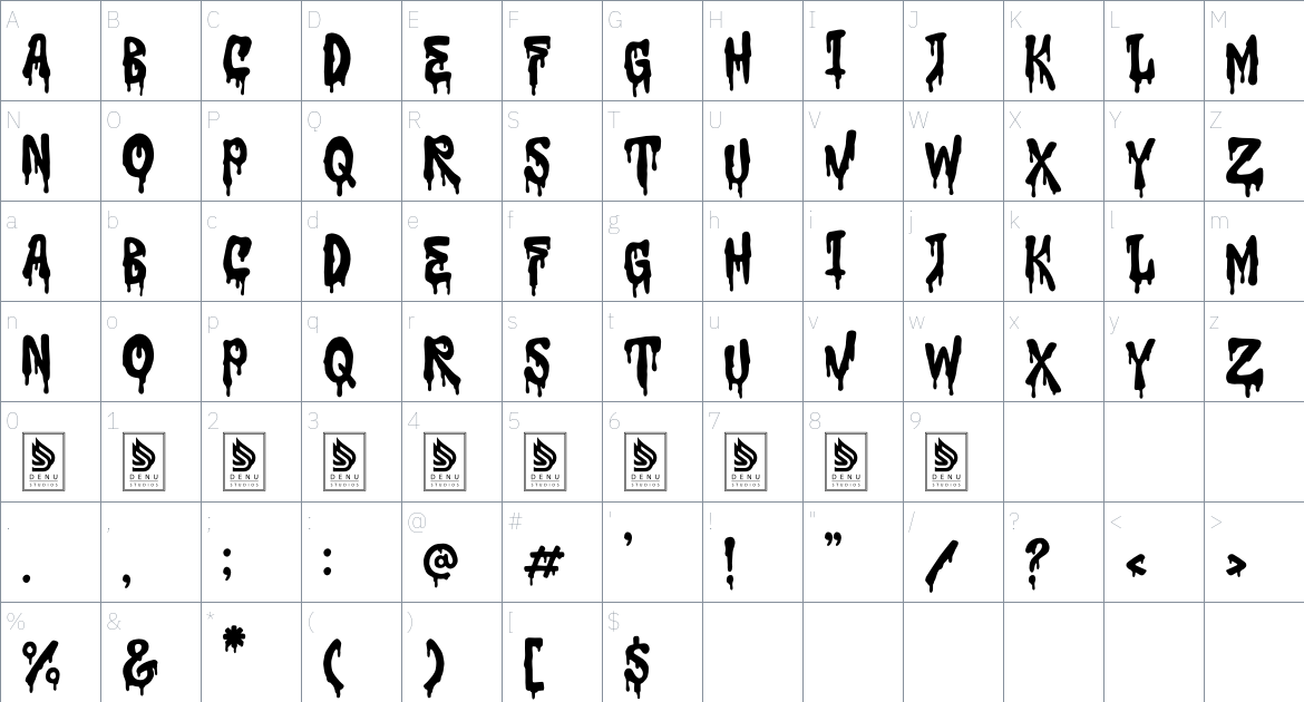 Zomblo font Character Map