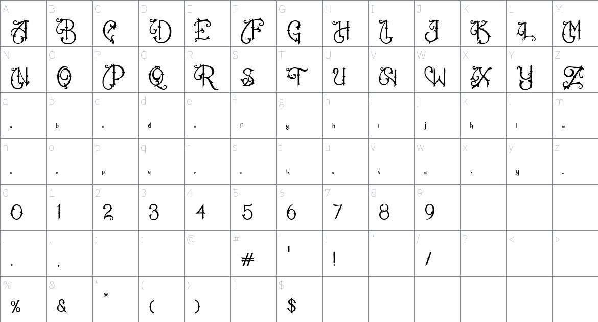 Black Savior Font font Character Map