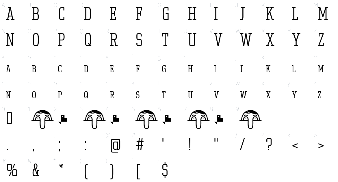 Uchrony Small Caps Light font Character Map