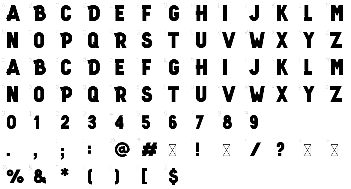 HyperTop font Character Map