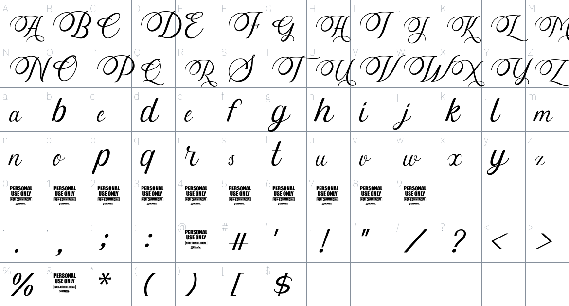 Adenville font Character Map