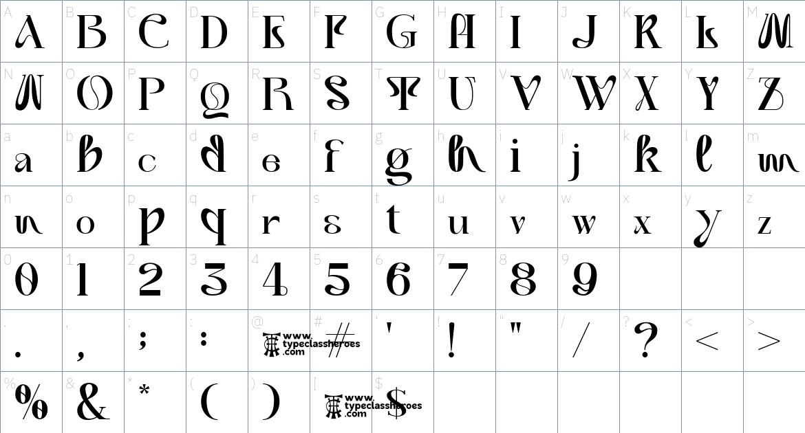 Mattvin Display font Character Map