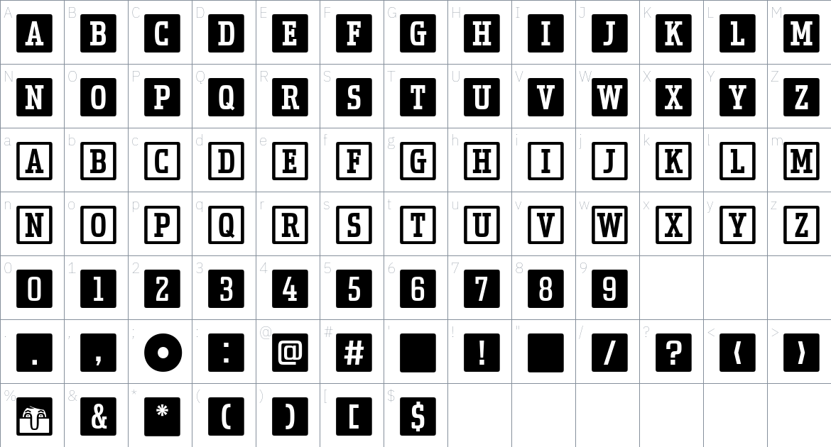 Uchrony Cube Reg. font Character Map