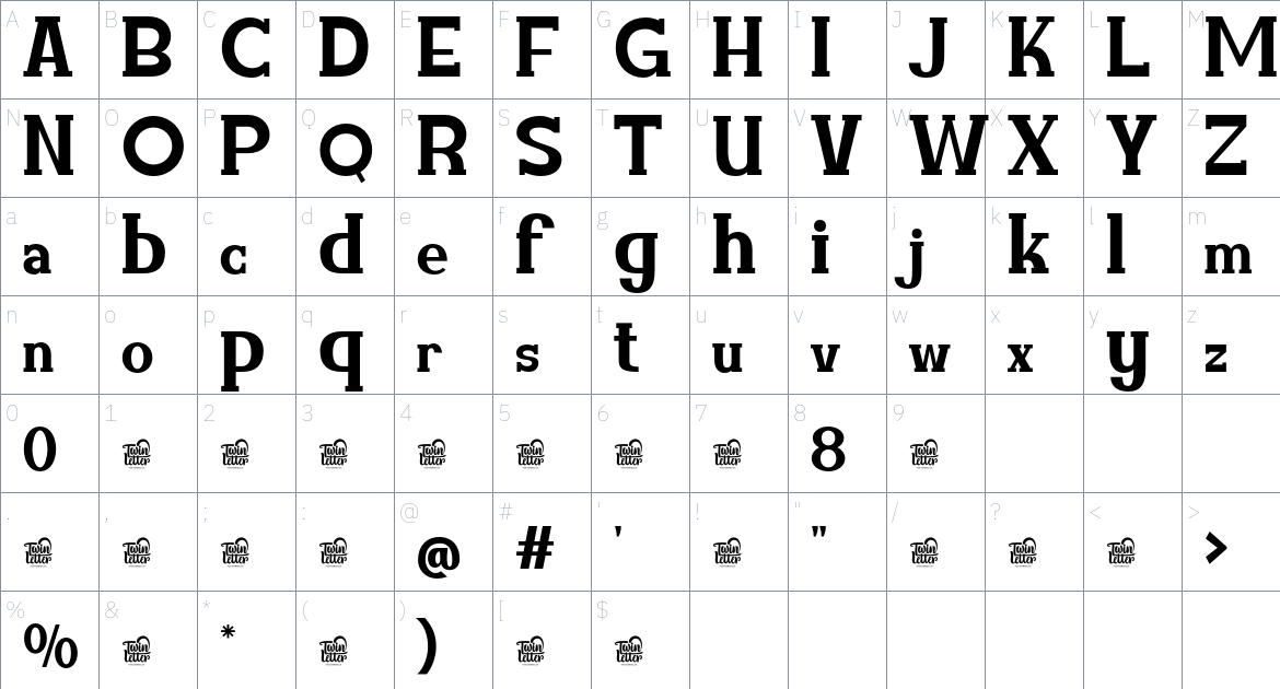 Amuttix Trial font Character Map