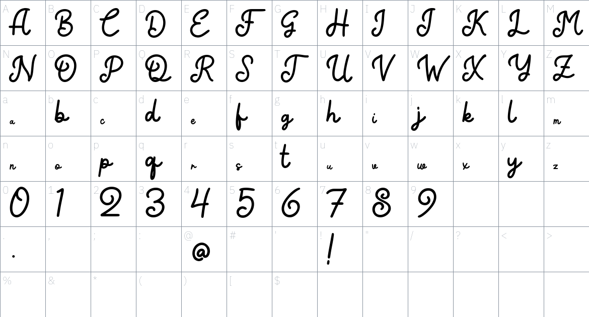 The Quincy Font font Character Map