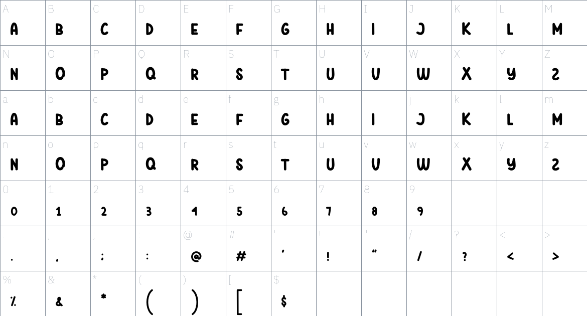 Sound Sistem font Character Map