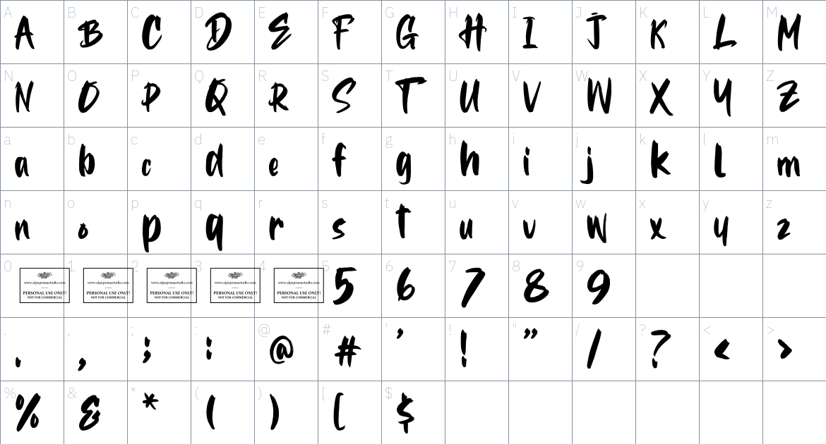 Eligibly font Character Map