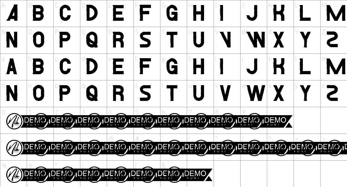 Azria font Character Map