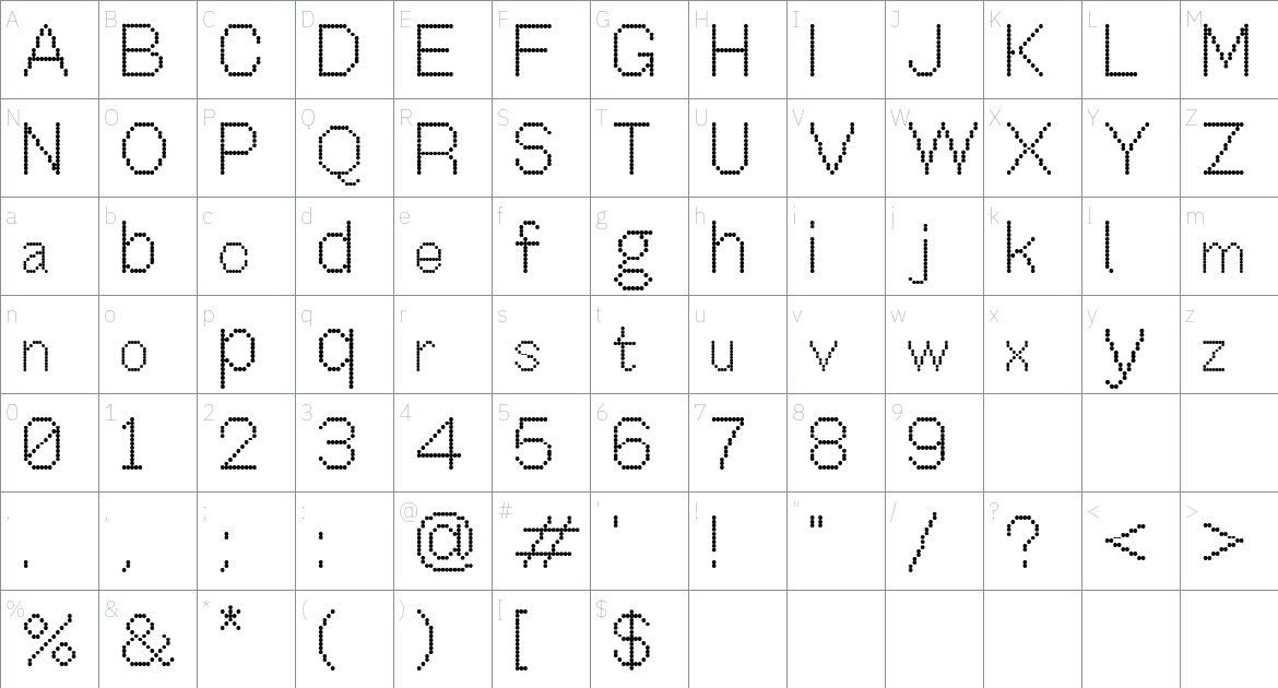 OffBit font Character Map