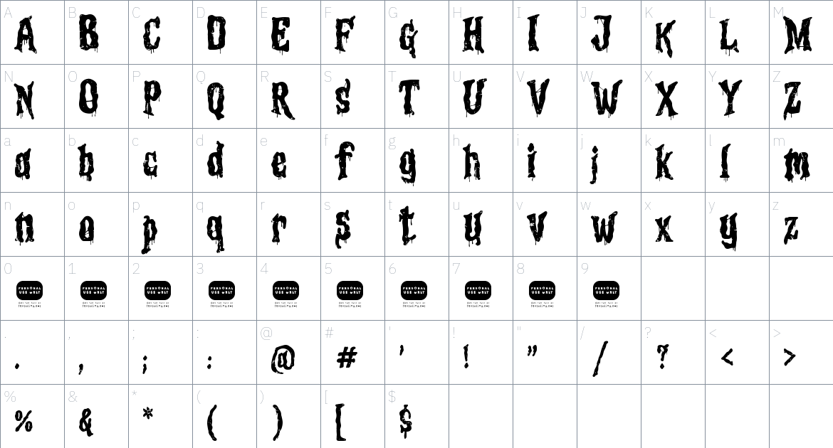 Gortem font Character Map