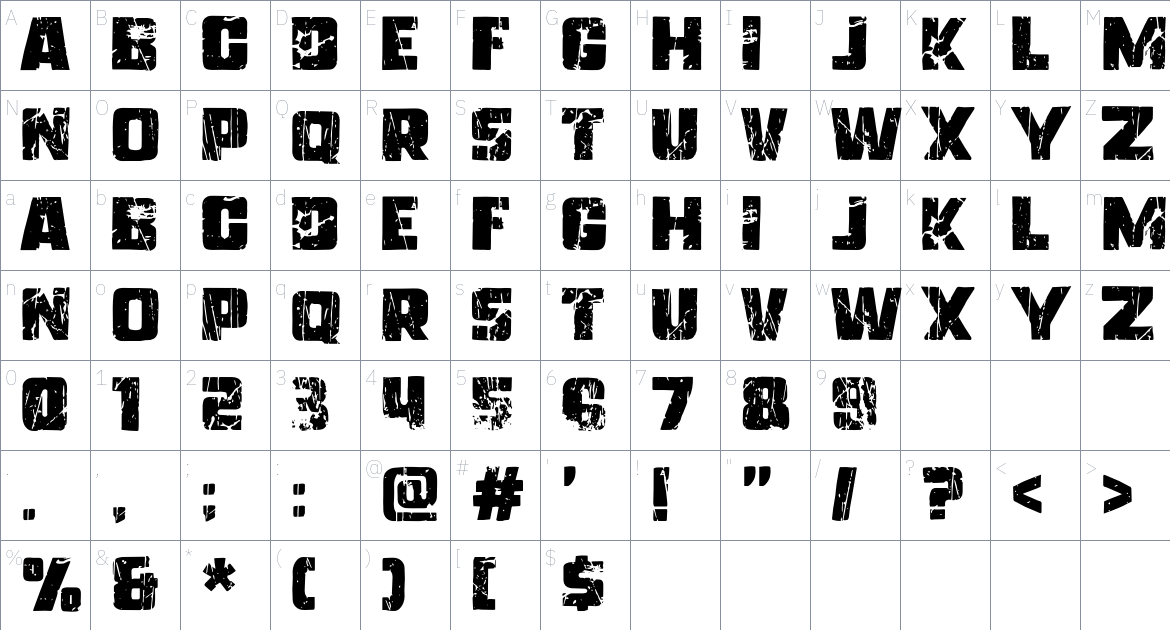 Freedom45 font Character Map