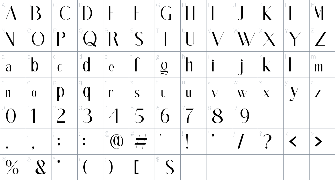 Slogest font Character Map